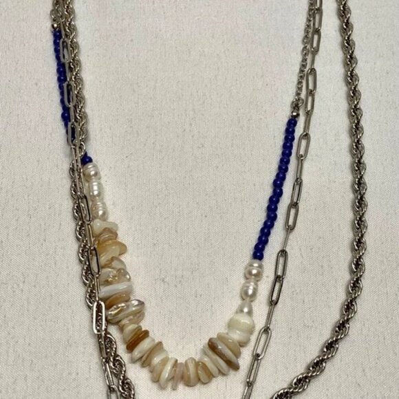 Sonoma Fresh Water Cultured Pearl Paperclip Toggle Chain Rope Layered Necklace - Picture 3 of 15